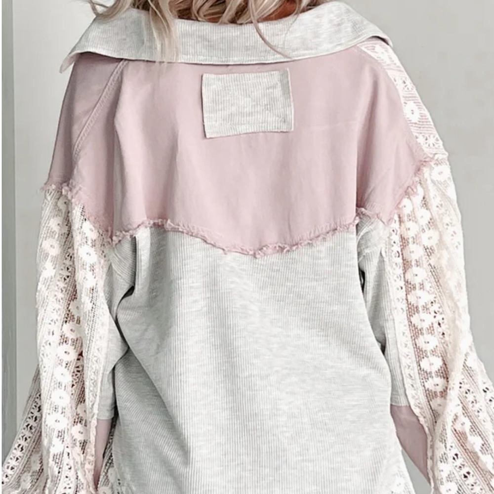 Beautiful POL Lace crochet Button down top.
Grey and Lilac. S, M, L - Picture 4 of 4